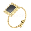 Ion Plating(IP) 304 Stainless Steel Enamel Square Cuff Finger Rings RJEW-L107-064G-02-1