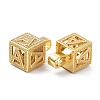 Alphabet Brass Micro Pave Clear Cubic Zirconia Pendants ZIRC-O045-01G-A-3