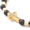 Cross Cubic Zirconia Beads Stretch Bracelet BJEW-JB07198-6