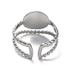 Non-Tarnish 304 Stainless Steel Open Cuff Ring Components STAS-M323-58P-3