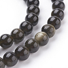 Natural Golden Sheen Obsidian Beads Strands G-C076-6mm-5-3