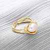 Brass with Natural Pearl Adjustable Cuff Rings RJEW-Q023-02G-1