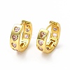 Pink Cubic Zirconia Heart Hoop Earrings EJEW-H093-13G-6