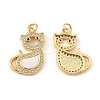 Brass Cubic Zirconia with Shell Pendants KK-K342-21G-2