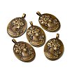 Tibetan Style Alloy Pendant Cabochon Settings TIBEP-5342-AB-FF-3