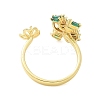 Bowknot & Flower Brass Micro Pave Cubic Zirconia Cuff Ring Settings KK-K297-20G-3