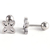Tarnish Resistant 201 Stainless Steel Flower Barbell Cartilage Earrings EJEW-R147-29-4