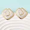 Rhombus 201 Stainless Steel Enamel Stud Earrings EJEW-Z151-12G-01-5