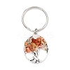 Natural Carnelian Chip & Alloy Tree of Life Pendant Keychain KEYC-JKC00648-04-4