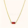 Birthstone Style Brass Cubic Zirconia Rectangle Pendant Necklaces for Women FS-WGDF12C-01-1