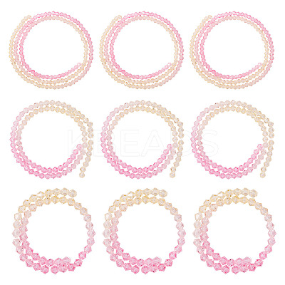 12 Strands 3 Styles Gradient Color Baking Paint Glass Bead Strands DGLA-TA0001-21C-1