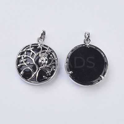 Natural Dyed & Heated Black Agate Pendants G-K234-E02-1