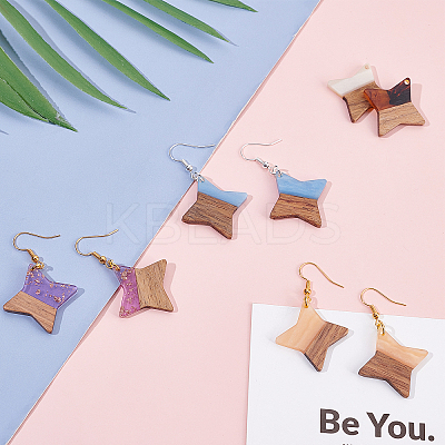 DIY 8 Pairs Star Wood Earring Makings DIY-FH0001-97-1