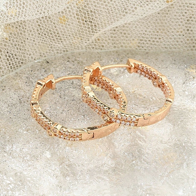 Rack Plating Brass Clear Cubic Zirconia Hoop Earrings EJEW-M090-01G-05-1