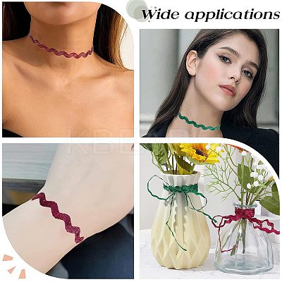 6 Yards 6 Colors Polyester Wavy Fringe Trim Ribbon OCOR-WH0080-44B-1
