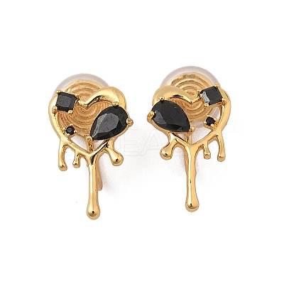 Brass Micro Pave Cubic Zirconia Clip-on Earrings EJEW-K286-11G-1