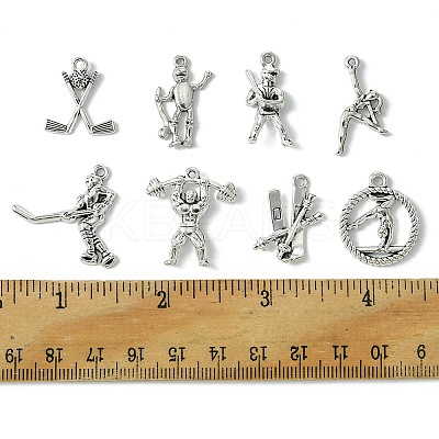 32Pcs 8 Styles Tibetan Style Sports Theme Alloy Pendants FIND-FS0002-37-1