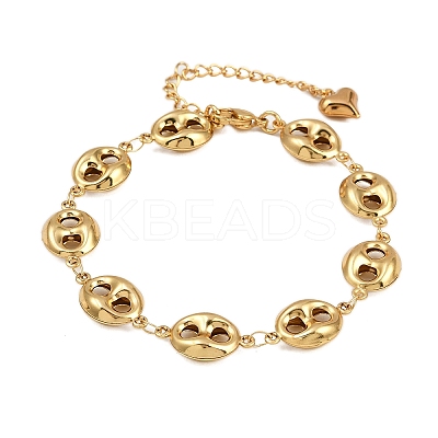 304 Stainless Steel Coffee Bean Link Chain Bracelets BJEW-D359-14A-G-1