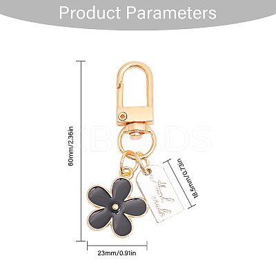 6Pcs 3 Colors Daisy Alloy Enamel Pendant Keychain with Arch Charm HJEW-GL0001-11-1