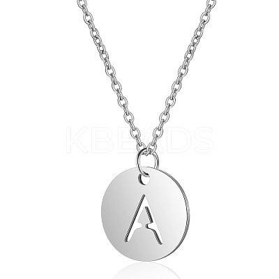 Non-Tarnish 201 Stainless Steel Initial Pendants Necklaces NJEW-S069-TN507-A-1