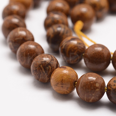 Natural Elephant Skin Jasper/Miriam Stone/Calligraphy Stone Beads Strands G-G735-53-8mm-1