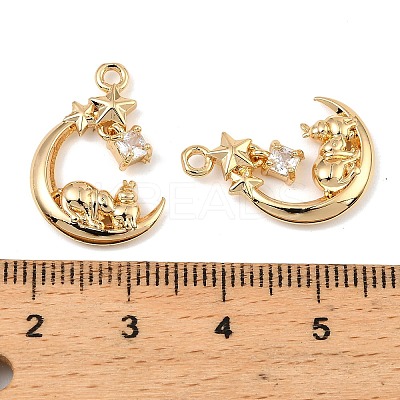 Brass Micro Pave Cubic Zirconia Pendants KK-C155-19G-03-1