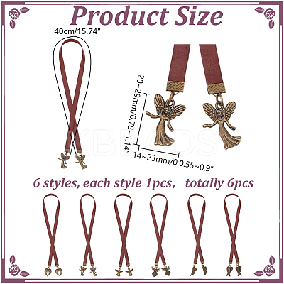 6Pcs Cowhide Leather Bookmark AJEW-HY00015-1