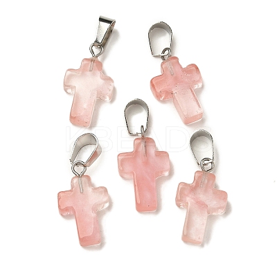 Cherry Quartz Glass Pendants G-Z067-04P-04-1
