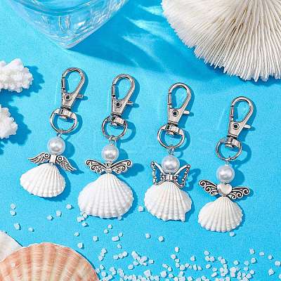 Angel Spiral Shell Pendant Decooration HJEW-JM01964-1