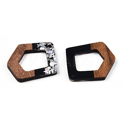 Opaque Resin & Walnut Wood Pendants RESI-N039-61C-1