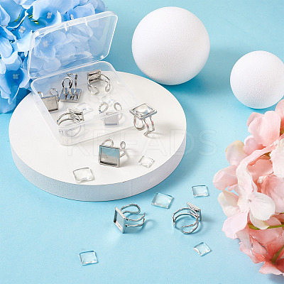 1 Box 9Pcs 304 Stainless Steel Cuff Pad Ring Settings DIY-PJ0001-11-1