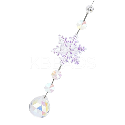 AB Color Glass Snowflake Pendant Decorations AJEW-Q144-02P-02-1