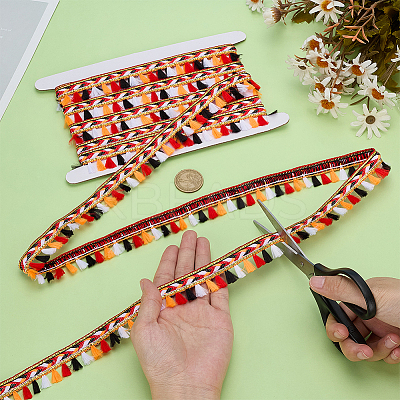 5 Yards Rainbow Color Polyester Fringe Ribbon SRIB-WR0001-16-1