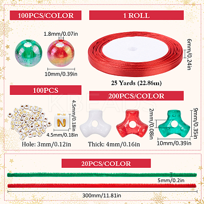 Acrylic with Plastic Christmas Candy Beading Set DIY-SC0026-81C-1