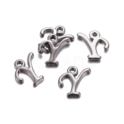 Gunmetal Plated Alloy Letter Pendants PALLOY-J718-01B-Y-1
