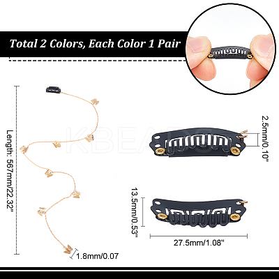 2 Pairs 2 Colors Iron Snap Hair Clips OHAR-HY0001-01-1