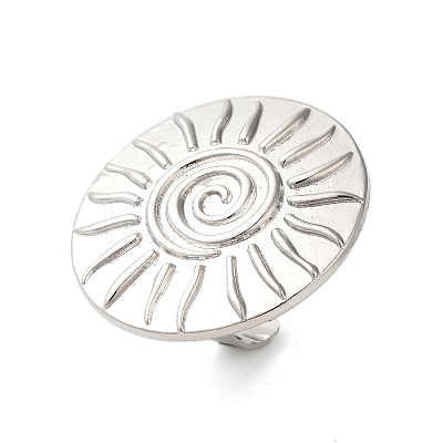 Big Flat Round with Sun Alloy Open Cuff Rings for Women RJEW-U006-04P-1