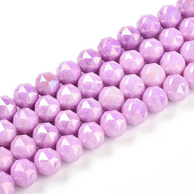 Anti-Tarnish Electroplate Glass Beads Strands X-GLAA-N010-8mm-10-1