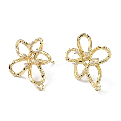 Brass Cubic Zirconia Stud Earring Findings KK-B087-12G-1