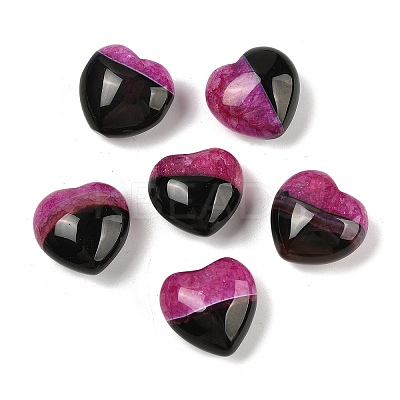 Natural Agate(Dyed & Heated) Heart Palm Stone G-Q021-04F-1