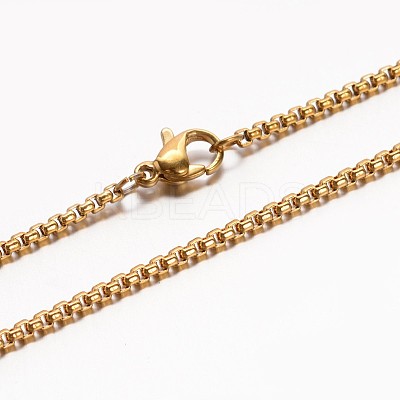 304 Stainless Steel Box Chain Necklaces X-NJEW-E026-11G-1
