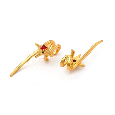 Rack Plating Brass Micro Pave Cubic Zirconia Cuff Earrings EJEW-P221-13G-1