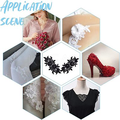 Polyester Embroidered Floral Lace Collar DIY-WH0326-47B-1