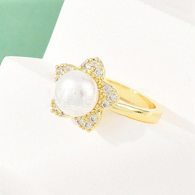 Brass Micro Pave Cubic Zirconia Finger Rings for Women RJEW-D340-02G-02-1