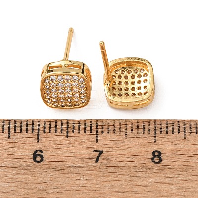 Brass Micro Pave Cubic Zirconia Stud Earrings EJEW-F418-01G-02-1