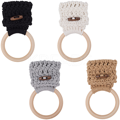 4Pcs 4 Colors Bohemian Cotton Thread Weave Towel Rack AJEW-CN0004-63-1