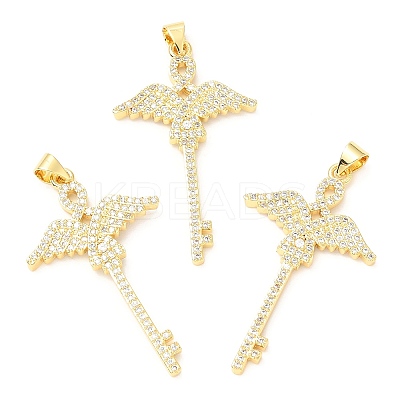 Rack Plating Brass Micro Pave Cubic Zirconia Pendants KK-A185-16G-1