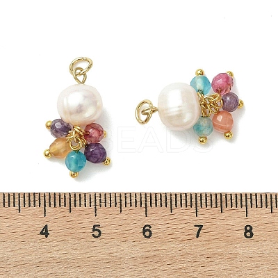 Natural Agate(Dyed & Heated) & Pearl Pendants PALLOY-JF05295-01-1
