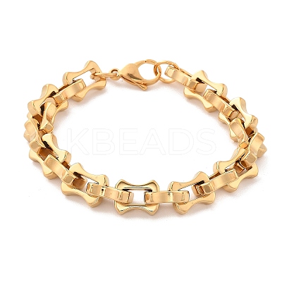 304 Stainless Steel Bone Link Bracelets for Women Men BJEW-F488-28G-1