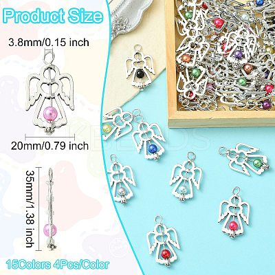 60Pcs 15 Colors Acrylic Pendants PALLOY-CJ00097-1